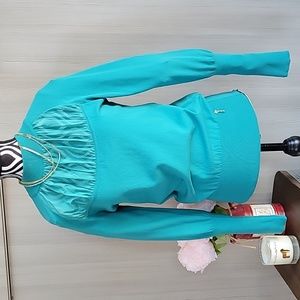 Elegant Sassofono Sheer Front Sweater Top - Teal